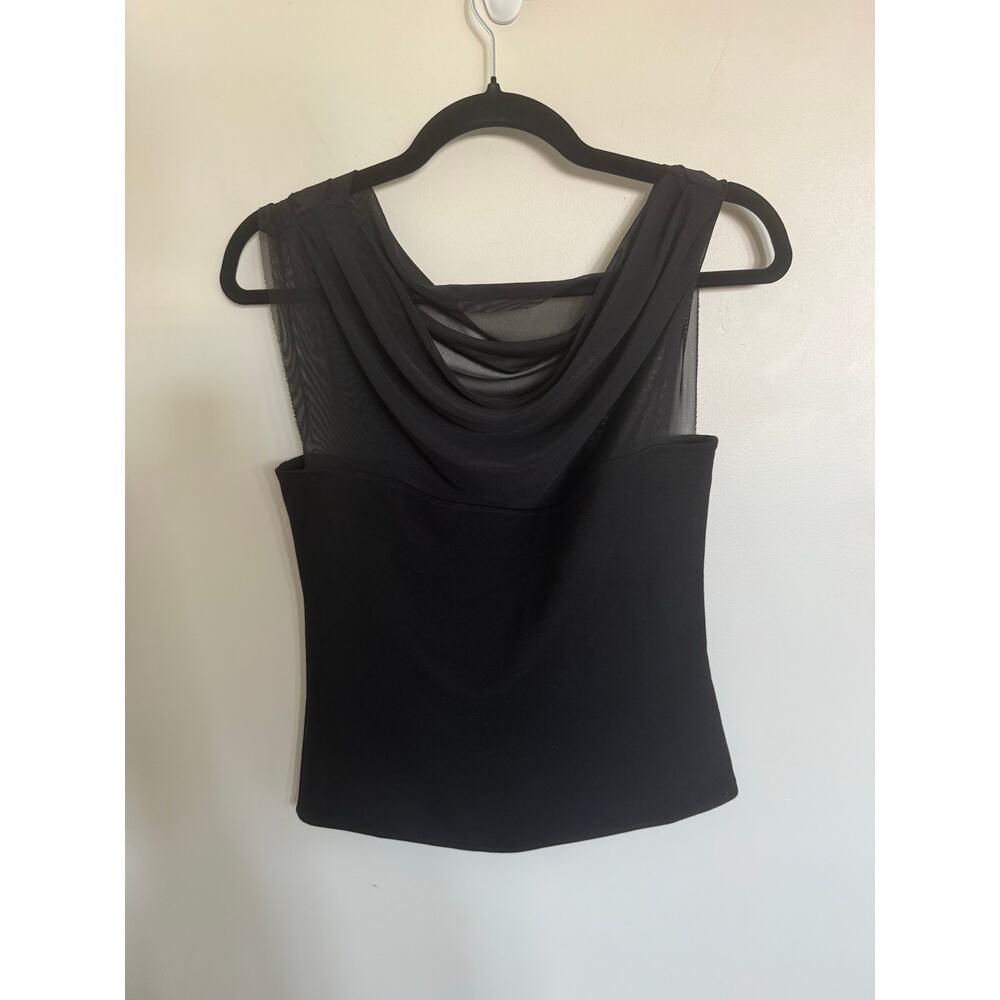 NWOT Marcella Cabrini Mesh One-Shoulder Top in Black SZ S - Picture 4 of 8
